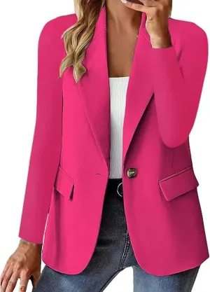 Bussiness Blazers for Women 2025 Lightweight Long Sleeves Single Button Office Blazer Jacket Open Front Cardigans