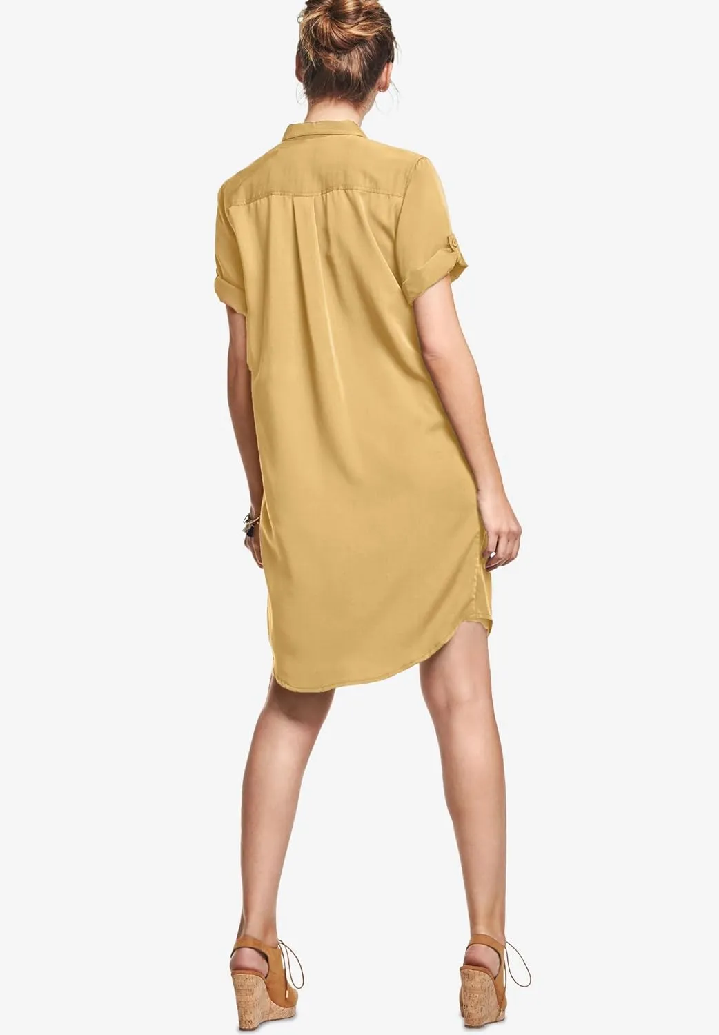 ellos Plus Size Button Front Linen Shirtdress