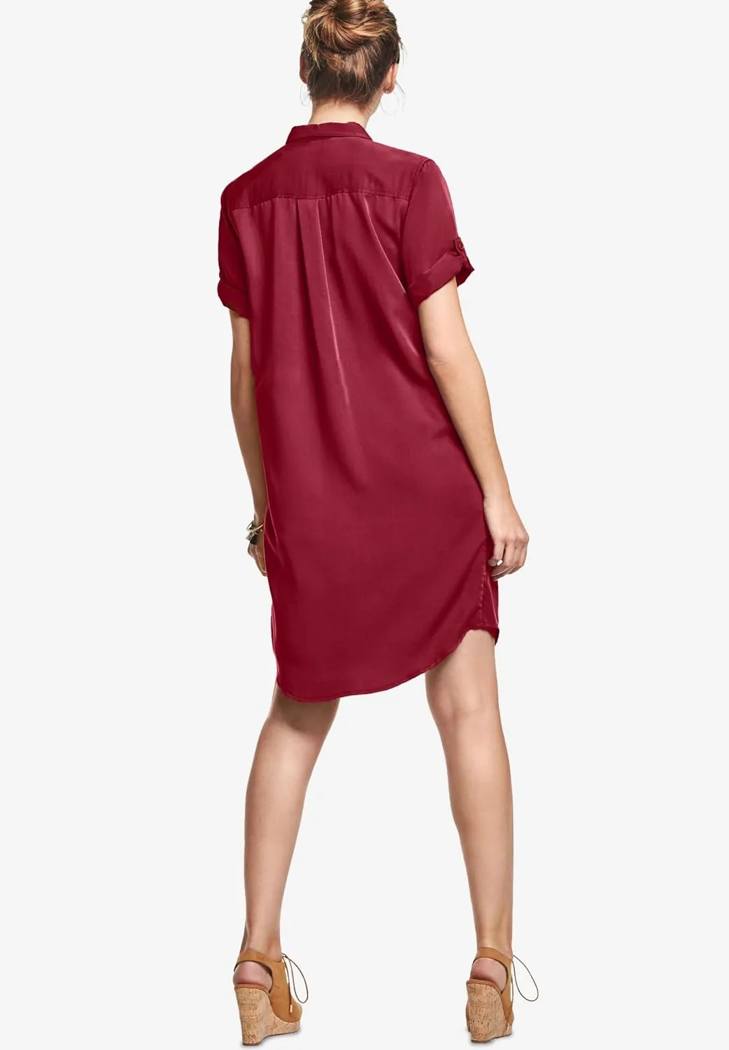 ellos Plus Size Button Front Linen Shirtdress