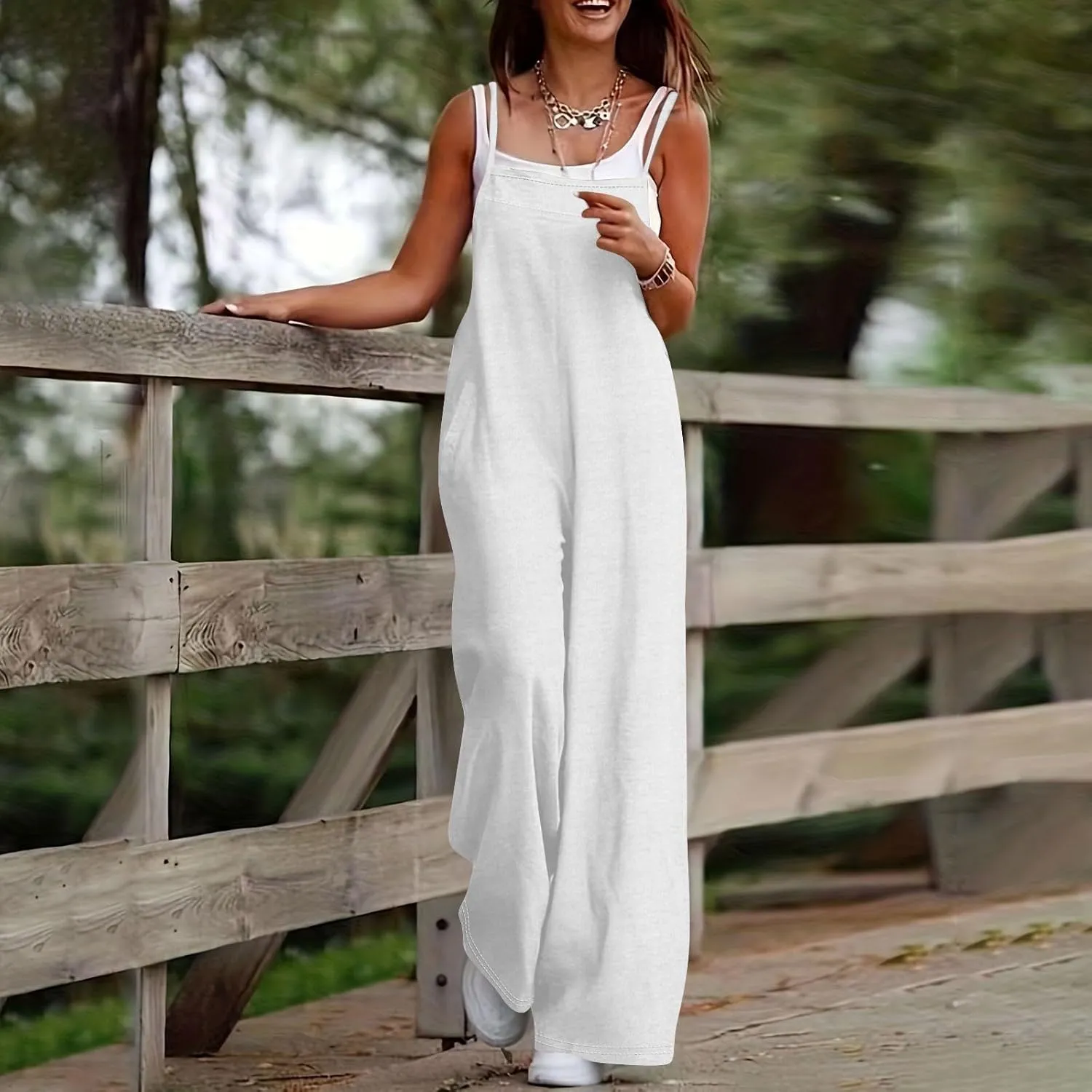 Jumpsuits for Women Casual Summer Wide Leg Overalls Boho Floral Rompers with Pockets One Piece Beach Vacation Outfits