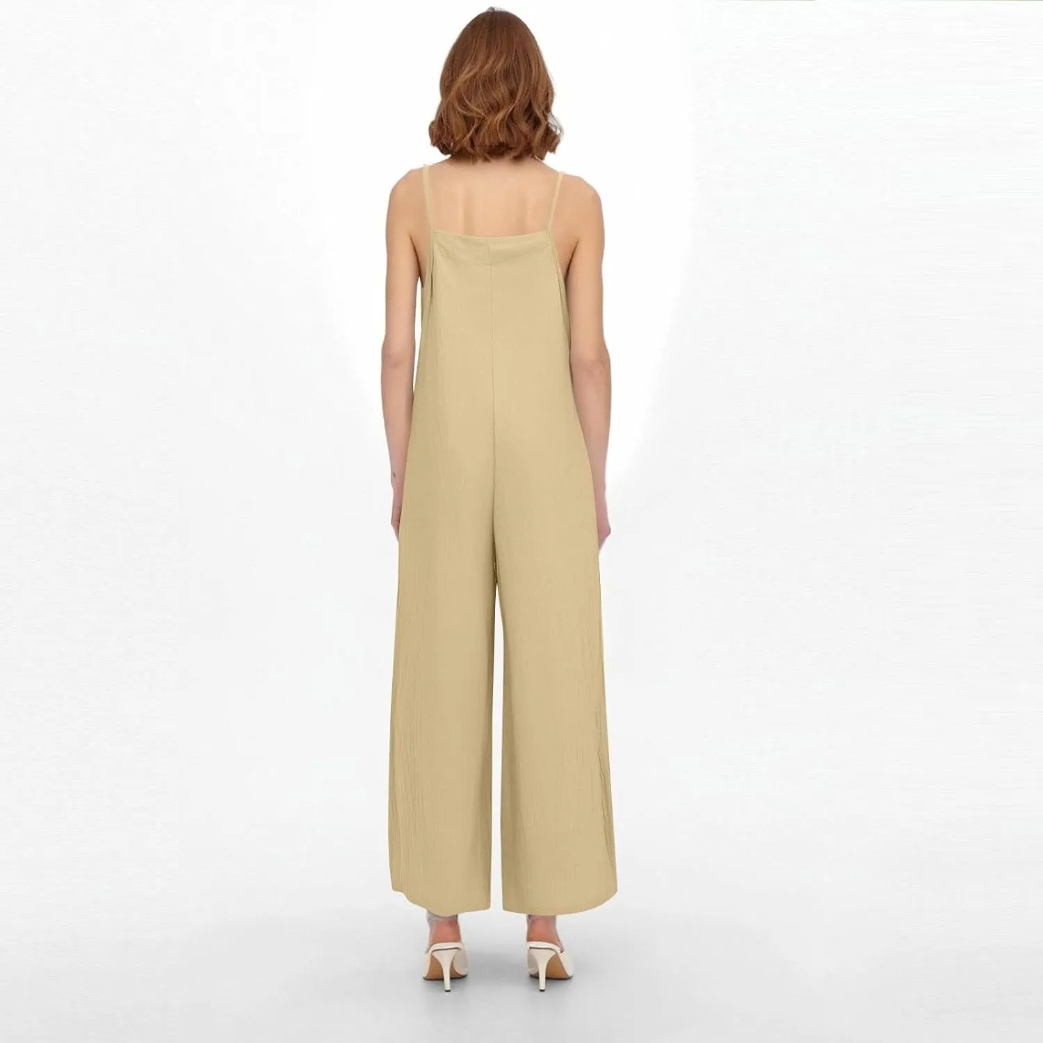Linen Jumpsuits for Women Adjustable Strap Maternity Jumpsuit Baggy Lightweight Wide Leg One Piece Jumpsuits Pockets