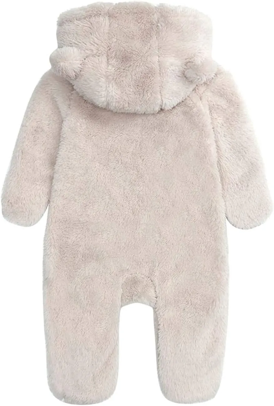 Newborn Baby Jumpsuit Hooded Fleece Rompers Long Sleeve Onesies Outwear Outfits