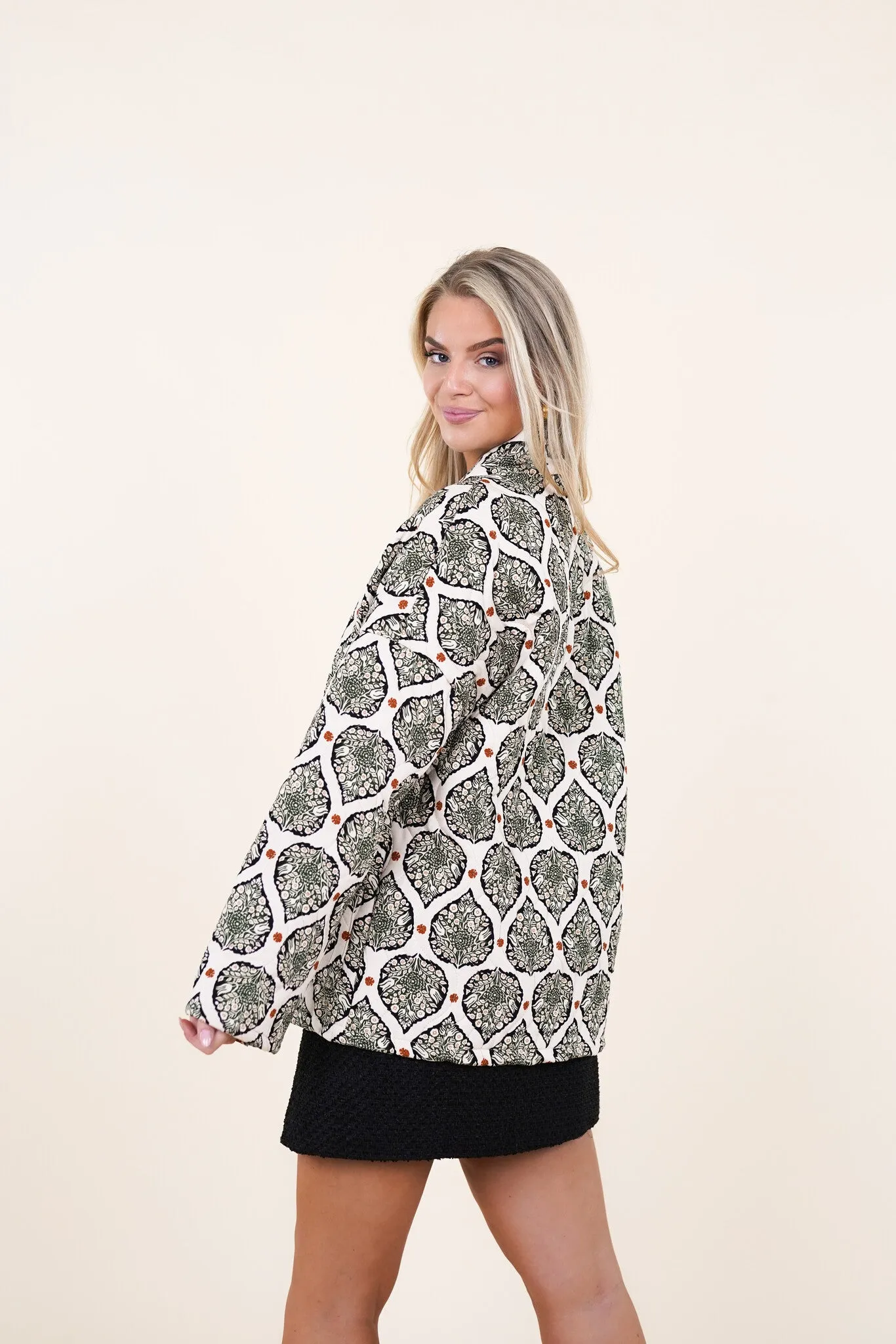 Oversized jas met print groen - Daimy