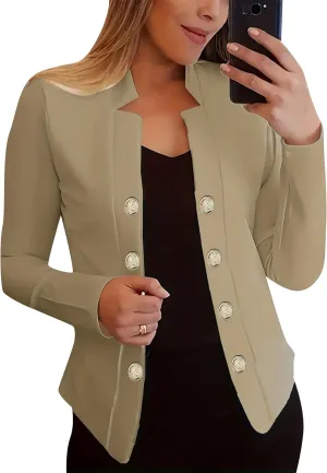 Women Double Breasted Blazer Casual Open Front Blazers Long Sleeve Work Office Suit Blazer