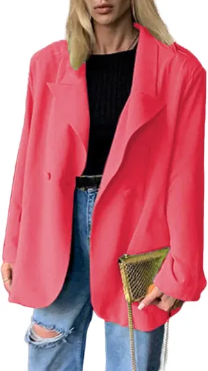 Womens Blazer Jacket Oversized Business Casual Long Sleeve Open Front Work Office Suit Jackets Trendy Clothes