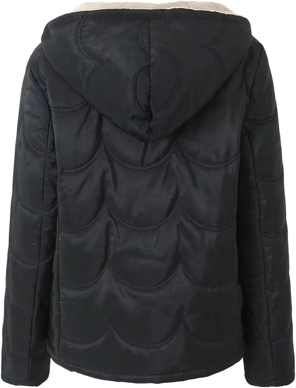 Women's Checked Lamb Velvet Jacket Casual Slim Fit Zipper Solid Color Keep Warm Hooded Long Sleeve Anorak Womens