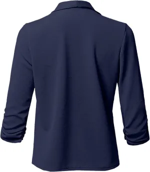 Women's Long Blazer Color Solid Open Front Cardigan Sleeve Casual Jacket Coat Oversized Blazer