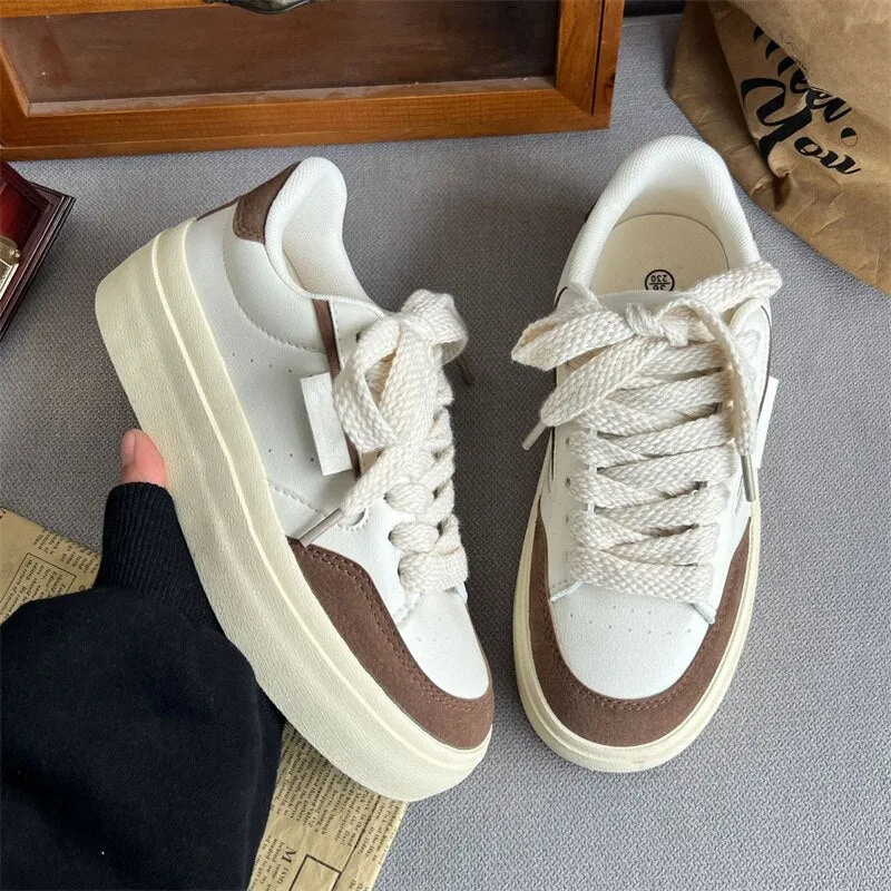 xiangtuibao Synthesis Leather Sneakers Women Designer Woman Spring Autumn Sneakers Female Flat Shoes Lace Up Casual Ladies Vulcanized Shoes